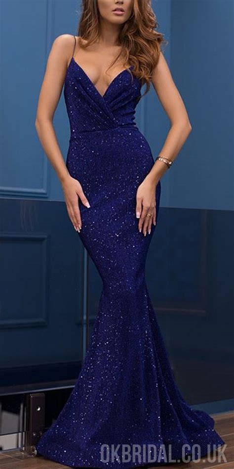 Sparkly Sequin Different Colors Mermaid Backless V Neck Sexy Prom Dres