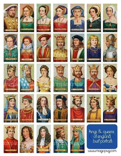Antique Kings And Queens Of England Digital Collage Sheet Etsy