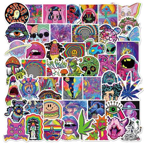 Buy Stoner Psychedelic Stickers Vinyl Trippy Sticker Pack 52pcs