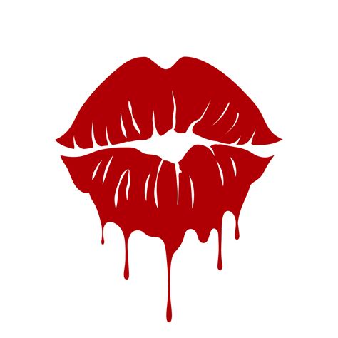 Print Of Red Lips Valentine S Day Kiss Icon With Dripping Effect