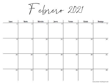 Planner Mensual Febrero 2021 Gratis Calendario Para Imprimir Gratis