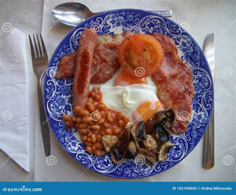 Traditional Full English Breakfast On The Plate Stock Photo Image Of
