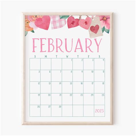 February 2023 Calendar Printable Valentines Day Planner Etsy