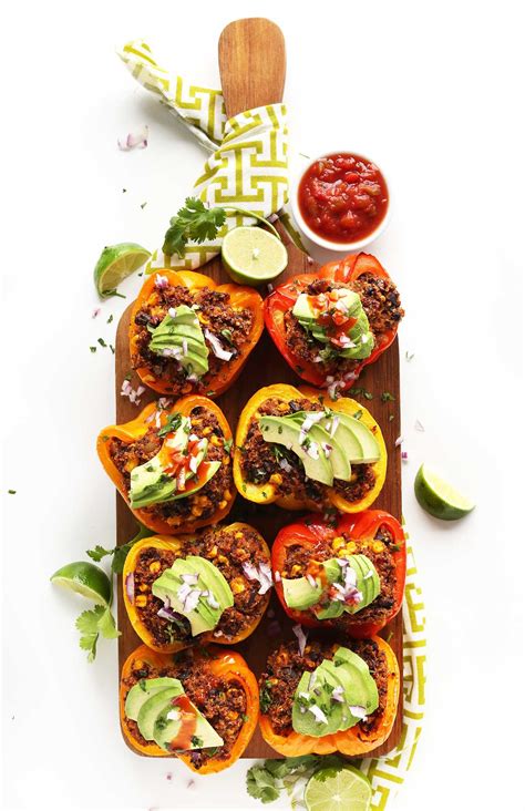 Healthy Spanish Quinoa Stuffed Peppers 10 Ingredients Packed With