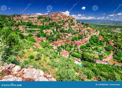 Gordes, Hilltop Sunny Village In Provence In France Stock Photo