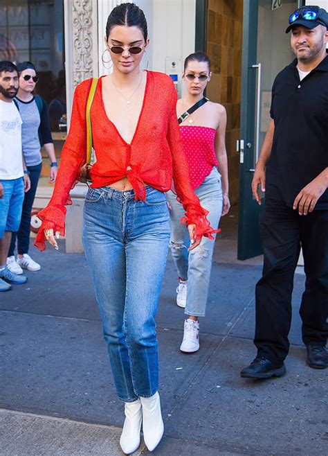 Kendall Jenner Flashes Everything As She Emerges Braless In Totally See Through Red Top 24h Beauty