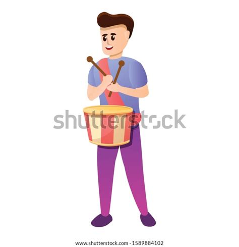 Boy Playing Drums Icon Cartoon Boy Stock Vector Royalty Free