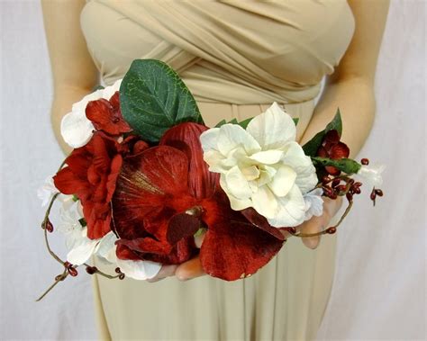 red velvet orchid flower crown red and white bridal etsy