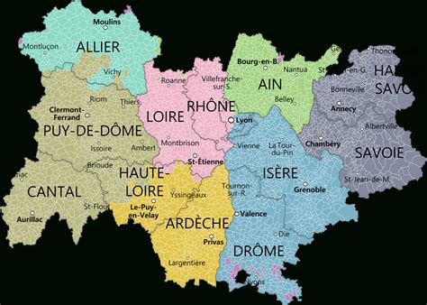 Carte De La Région Avec Ses Départements Et La Métropole De Dedans