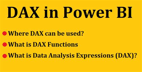 Dax In Power Bi Where Dax Can Be Used Dax Functions What Is Data