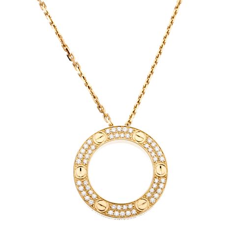 Cartier Love Pavé Diamond 18k Yellow Gold Pendant Necklace Cartier