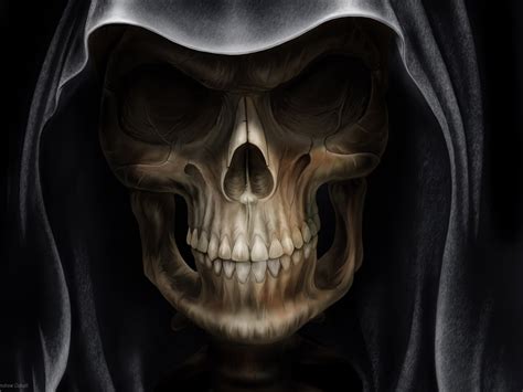 Wallpaper Skull Grim Reaper Head Darkness Chest