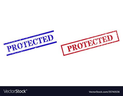 Protected Grunge Scratched Stamp Watermarks Vector Image