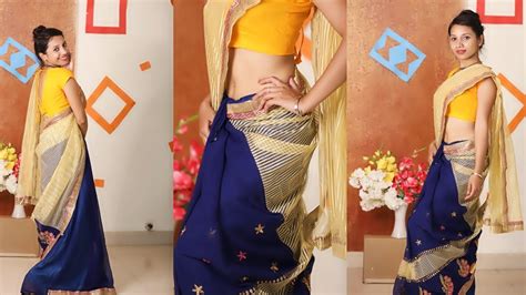 Saree Draping With Perfect Pleats Patli Ladki Saree Kaise Pahne Saree Draping Sneha Beauty
