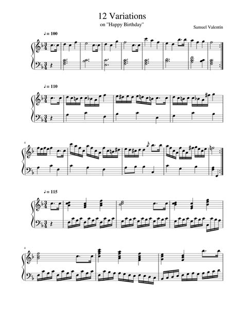 Variations On Happy Birthday In The Style Of Mozart For The Most Part Sheet Music For Piano
