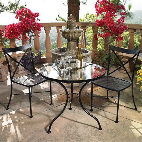 Ow Lee Villa 3 Piece Bistro Dining Set With Wrought Iron Table Ow