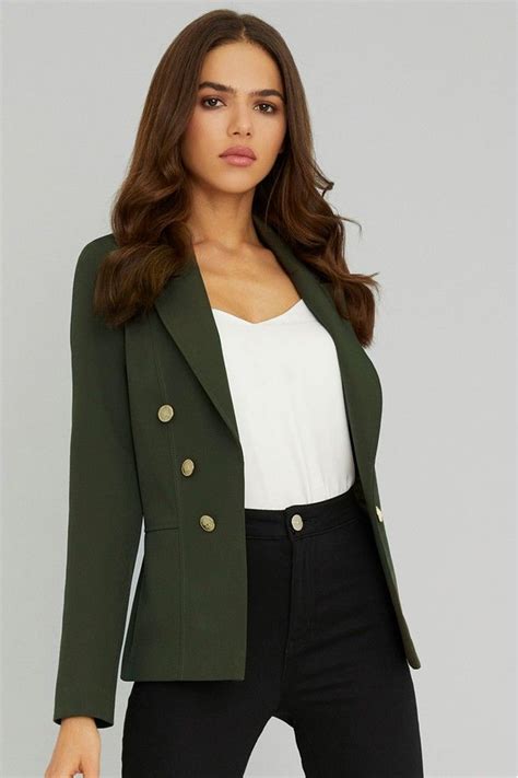 Womens Lipsy Military Button Blazer Green Blazer Outfits For Women