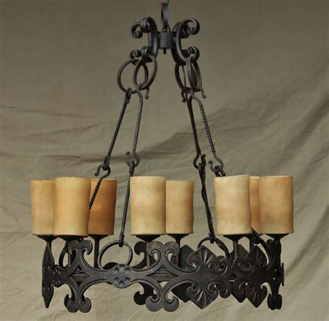 Tuscan Gothic Medieval Castel Chandelier Hand Forged Wrought Iron