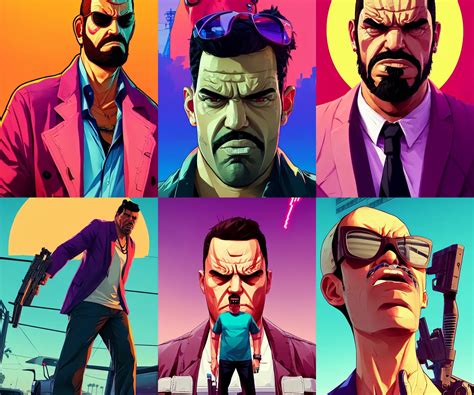 Portrait Of An Angry Man Gta Vice City Cover Art Stable Diffusion