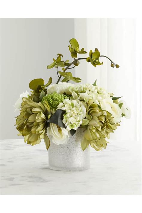 Ndi Peony Hydrangea Faux Floral Arrangement In Glass Urn 32wx30dx38h