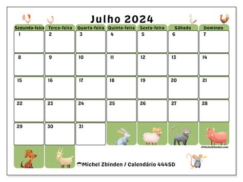 Calendário De Julho De 2024 Para Imprimir “444sd” Michel Zbinden Pt