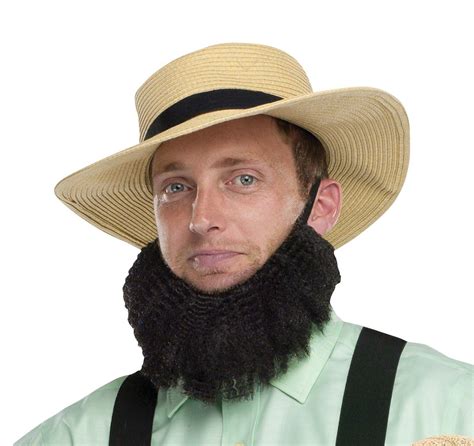 Amish Mennonite Brother Straw Hat Black Beard Adult Mens Costume Accessory Kit Ebay