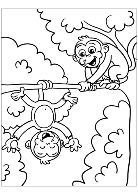 Monkey coloring pages free printable pdf. Monkeys to print for free - Monkeys Kids Coloring Pages