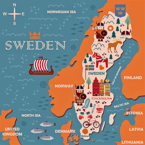 Schweden Karte Der Wichtigsten Sehenswürdigkeiten