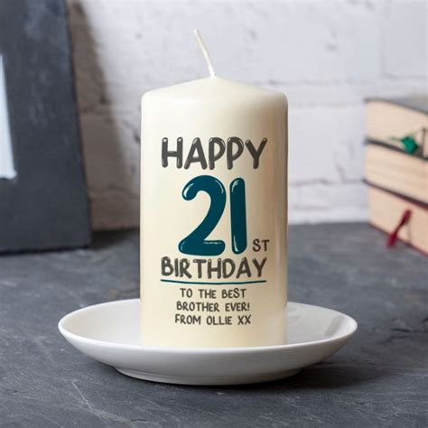 Personalised 21st Birthday Candle Blue The T Experience