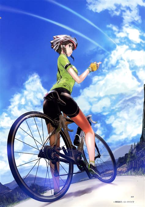 Safebooru 1girl Asada Shino Bicycle Bicycle Helmet Bike Shorts Black Footwear Black Hair Black