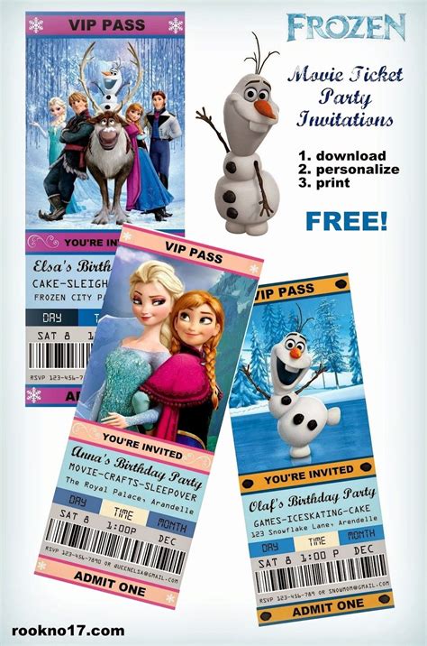 Great for inviting guests via text, email or posting on social media. Free Printable Movie Ticket Invitations Lovely Free Frozen ...