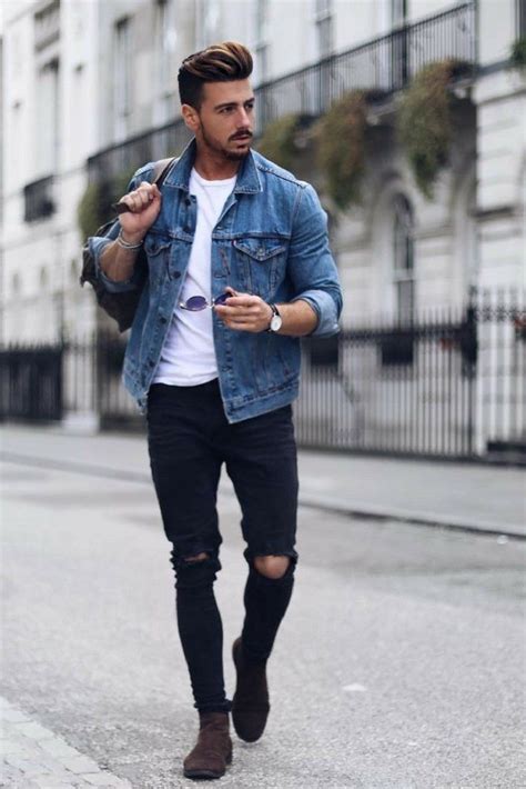Jean Jacket Outfits For Men Moda Masculina Moda Masculina Casual