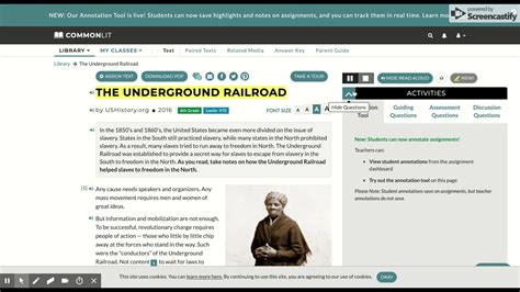 Commonlit Answer Key The Underground Railroad Help