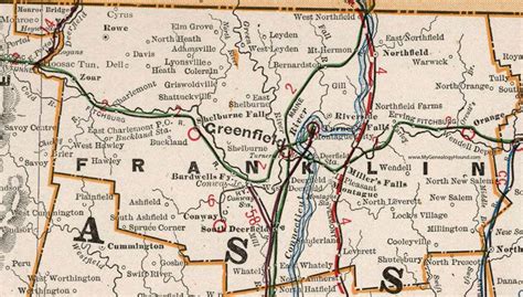 Franklin County Massachusetts 1901 Map Cram Greenfield Turners