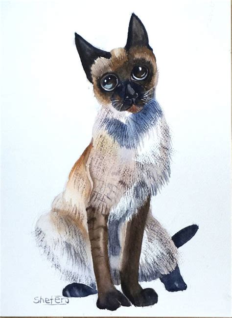Siamese Cat Painting By Olga Shefranov Saatchi Art
