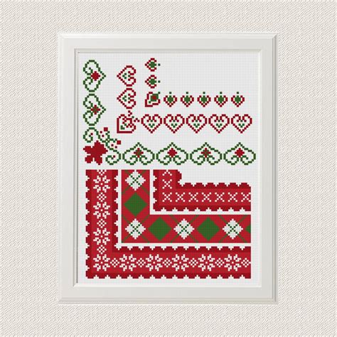 Christmas Border Cross Stitch Pattern Set Of 19 Christmas Etsy