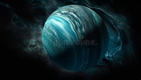 Blue Sphere In Underwater Galaxy Defies Gravity Generated By Ai Stock