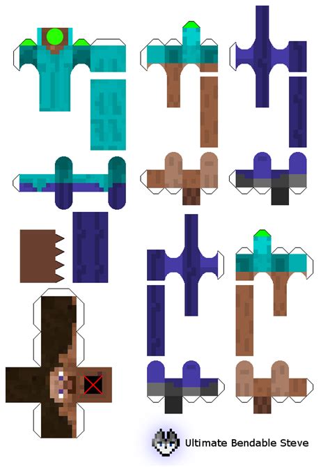 Papercraft The Ultimate Bendable Steve Minecraft Templates Bendable