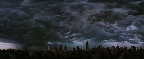 Epic Panorama Of Storm Clouds Looming Over New York City