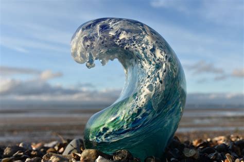 Art Glass Blown Barrel Wave Sea Life Ocean Nature Sculptglass Art Glass Figures
