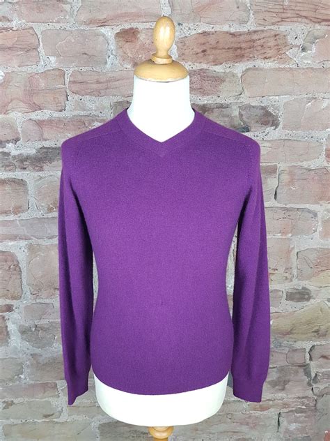 Luomo Dark Purple V Neck Cashmere Sweater Softtouch Cashmere