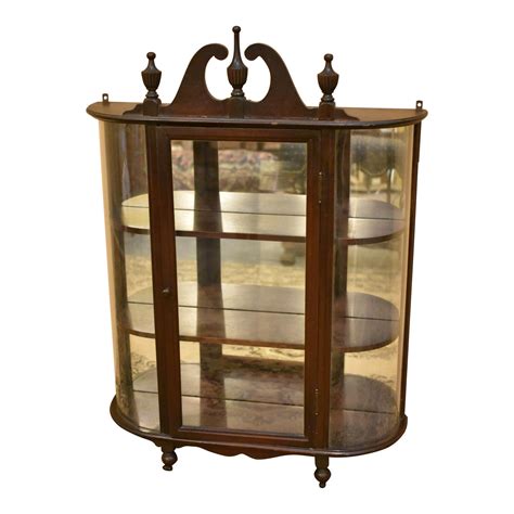 Antique Curved Glass Curio Wall Cabinet Chairish