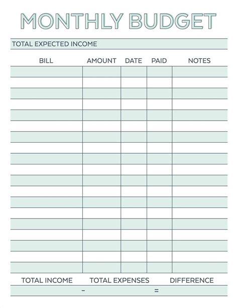 Free Download Hd Fillable Monthly Bill Payment Worksheet Template