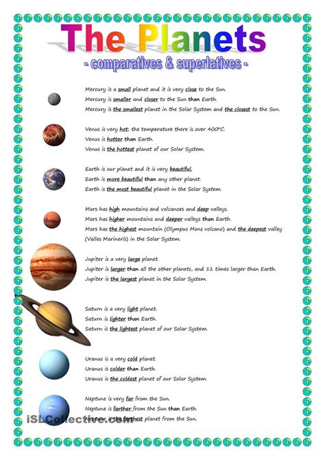 Planets For 3rd Grade Worksheet