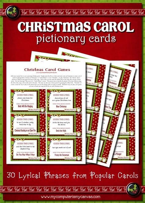 Printable Christmas Carol Pictionary Christmas Carol Christmas Carol