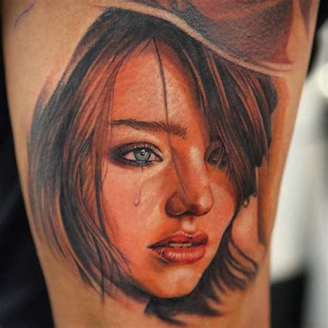 Naturally Colored Beautiful Young Crying Girls Portrait In Hat Tattoo