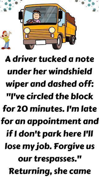 A Driver Tucked A Note Under Her Windshield Wiper Funny Jokes In