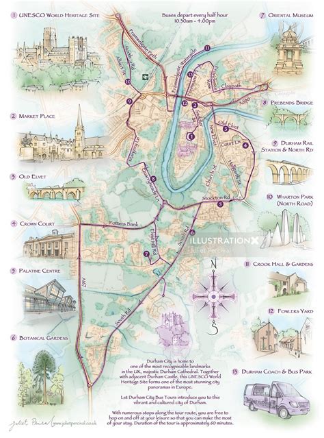 Durham City Route Map Illustration By Juliet Percival