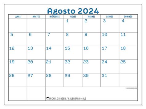 Calendario Agosto De 2024 Para Imprimir “49ld” Michel Zbinden Bo