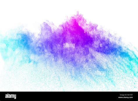 Abstract Multicolored Powder Splatter On White Background Freeze